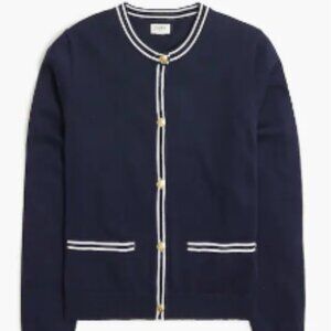 Jcrew Navy Contrast-trim cardigan sweater